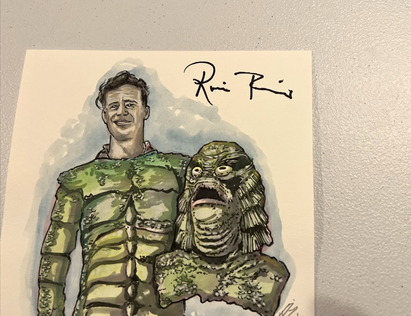 Ricou Browning "Gill Man" Autographed Signed 2021 8x8 Artwork JSA COA #AL86235