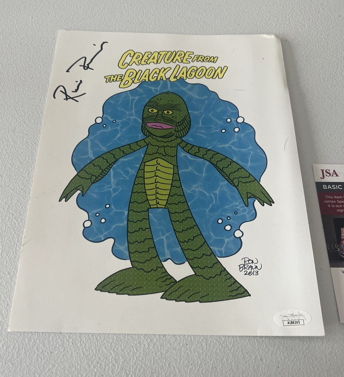 Ricou Browning "Gill Man" Autographed Signed 8x10 Artwork Print JSA COA #AL86245