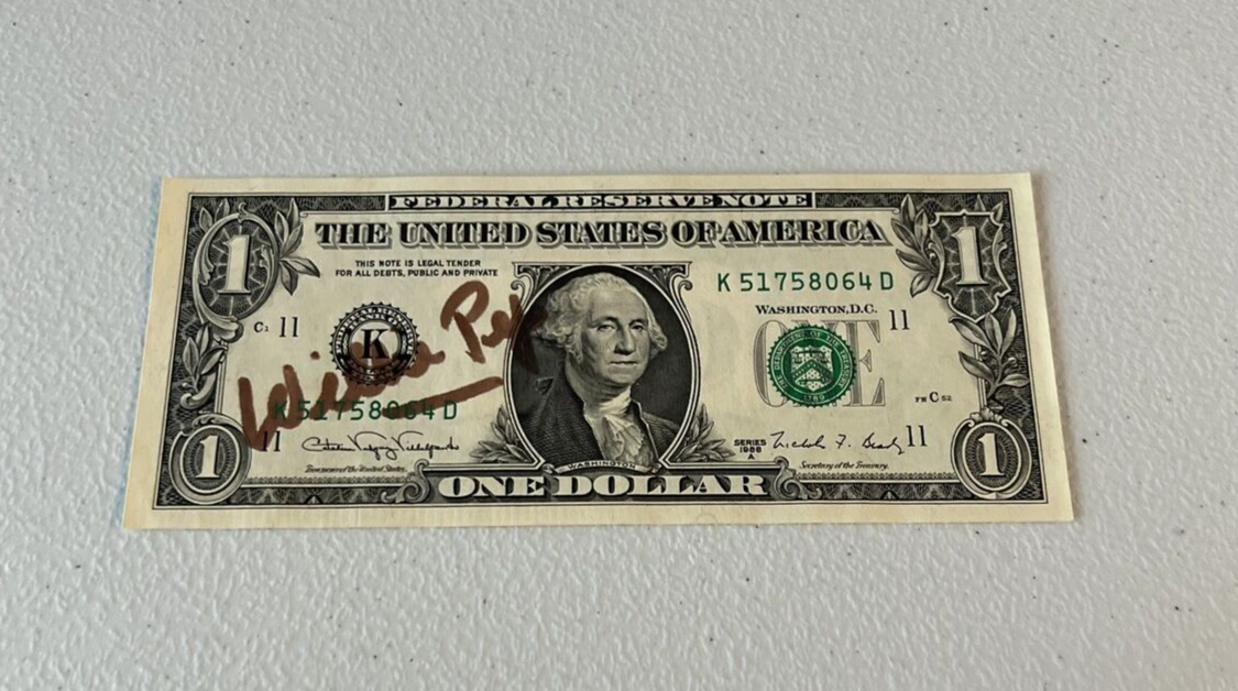 Willie Pep "Former American Boxer" Autographed Signed $1 Bill JSA COA #A11795