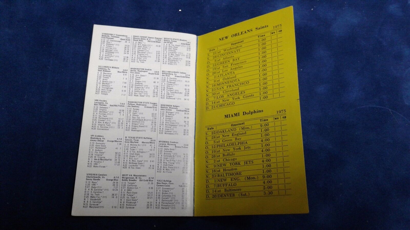 1975 36th ANNUAL PEEK SIZE FOOTBALL GUIDE  FEATURING SOUTHERN ONFERENCE