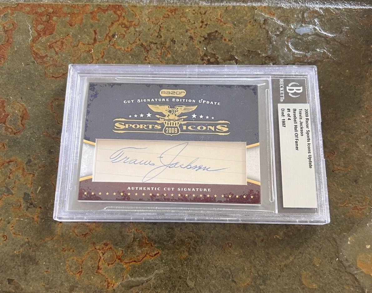 MLB Travis Jackson 2009 Razor Sports Icons Cut Signature Auto Card #1/4 B Sealed