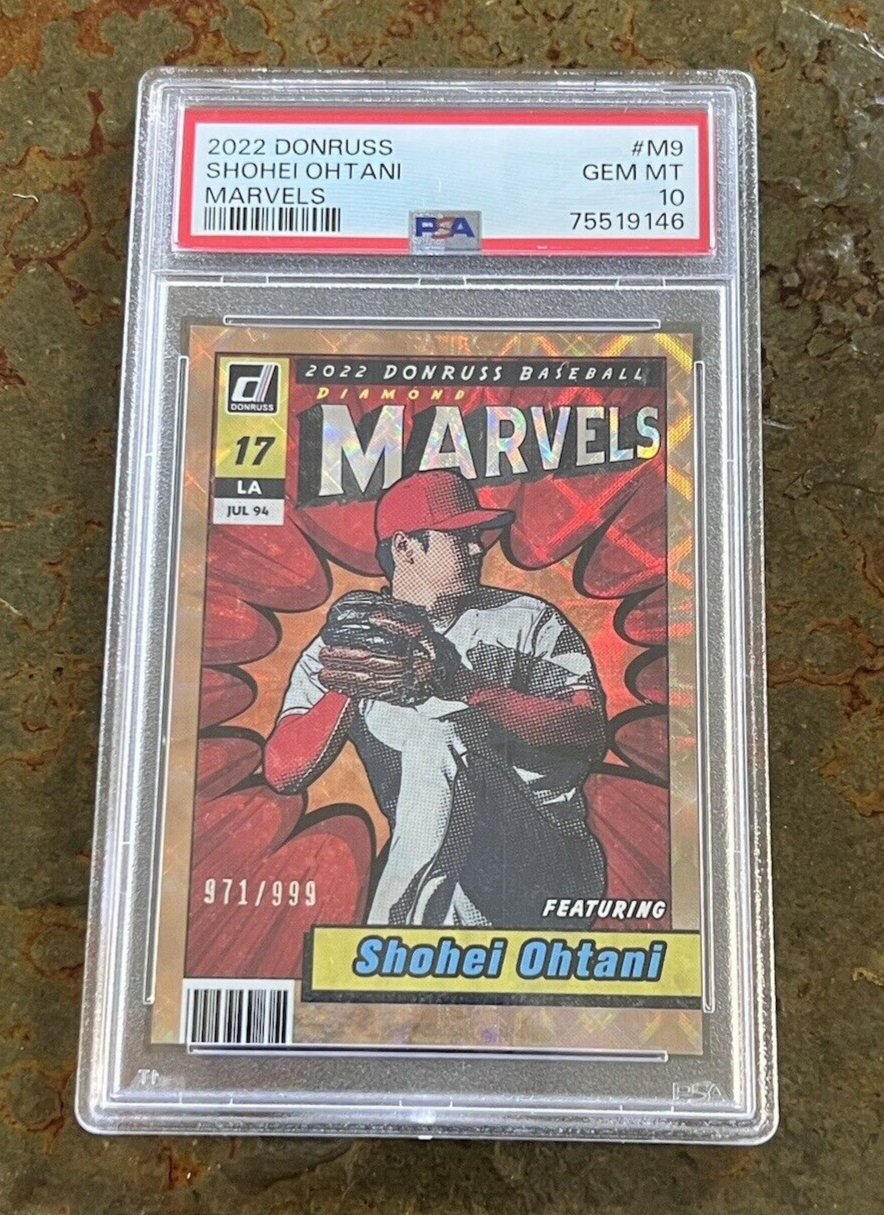 Shohei Ohtani 2022 Donruss Marvels Card #M9 #971/999 PSA Grade Slab Gem Mint 10