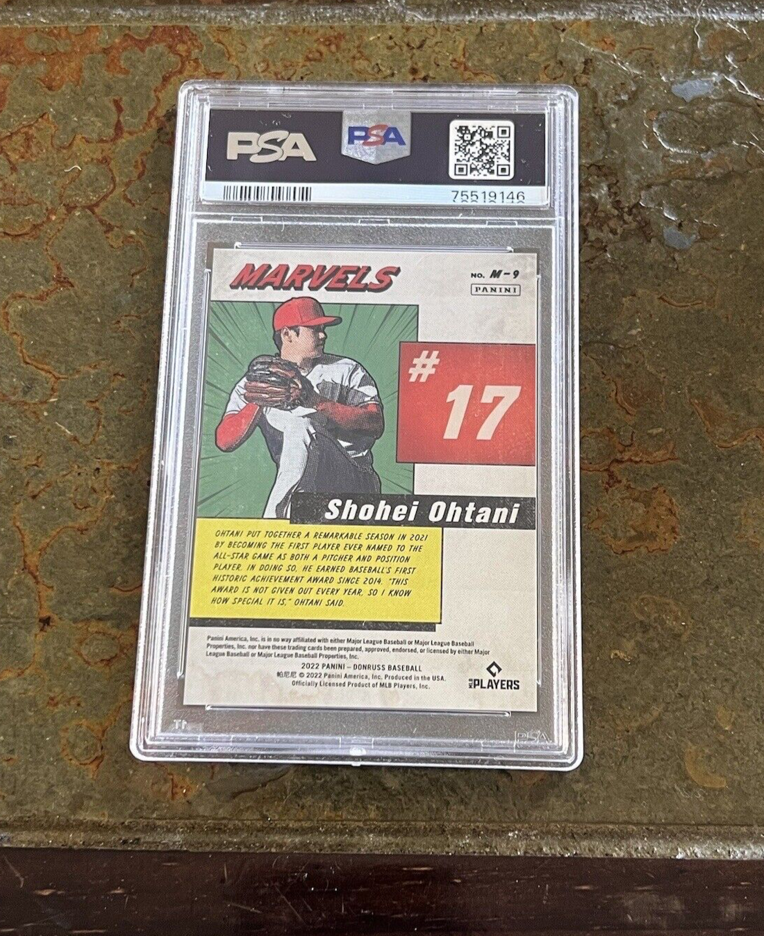 Shohei Ohtani 2022 Donruss Marvels Card #M9 #971/999 PSA Grade Slab Gem Mint 10