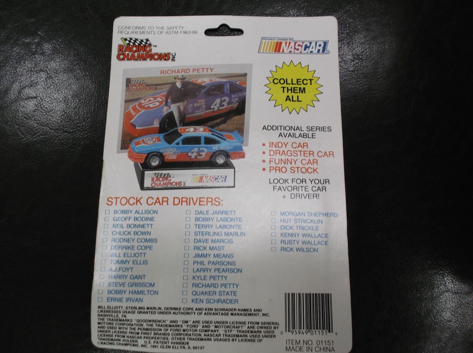 Rick Mast #1  Stock Car 1:64 Diecast Replica 1991 Racing Champion STICKER