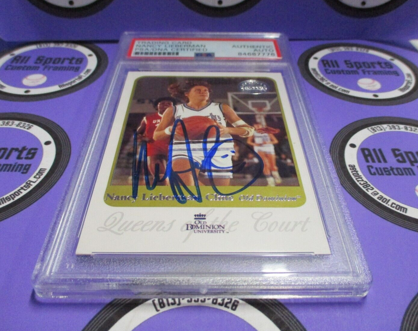 Nancy Lieberman Autographed 2001 Fleer QOTC Basketball Card #80 PSA Slab