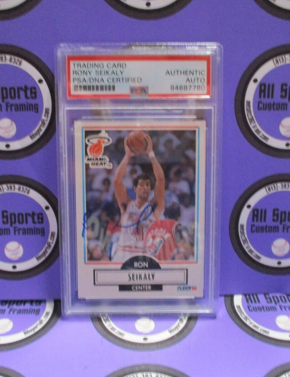 Rony Seikaly Autographed 1989 NBA Hoops Basketball Card W/Jordan #102 PSA Slab