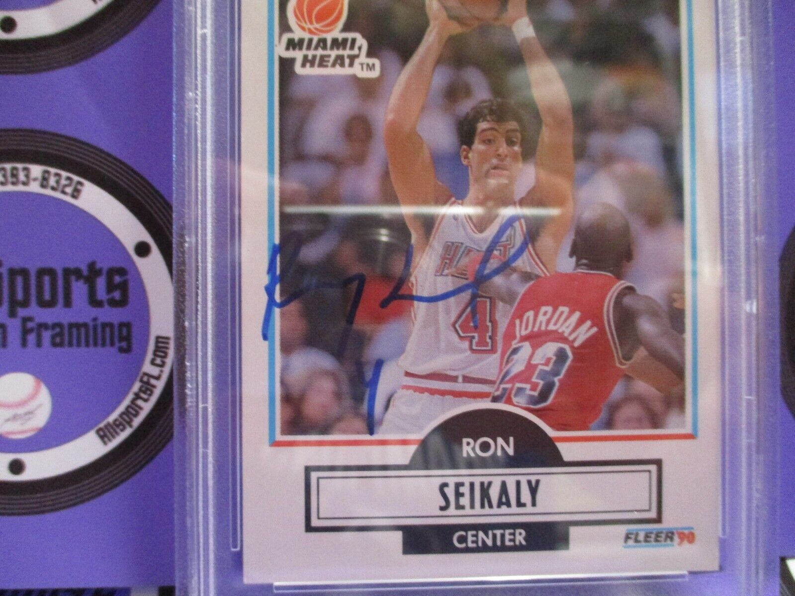 Rony Seikaly Autographed 1989 NBA Hoops Basketball Card W/Jordan #102 PSA Slab