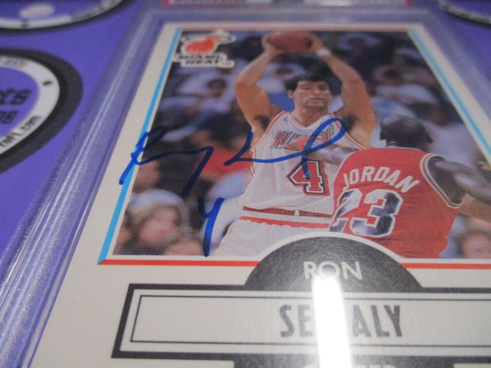 Rony Seikaly Autographed 1989 NBA Hoops Basketball Card W/Jordan #102 PSA Slab