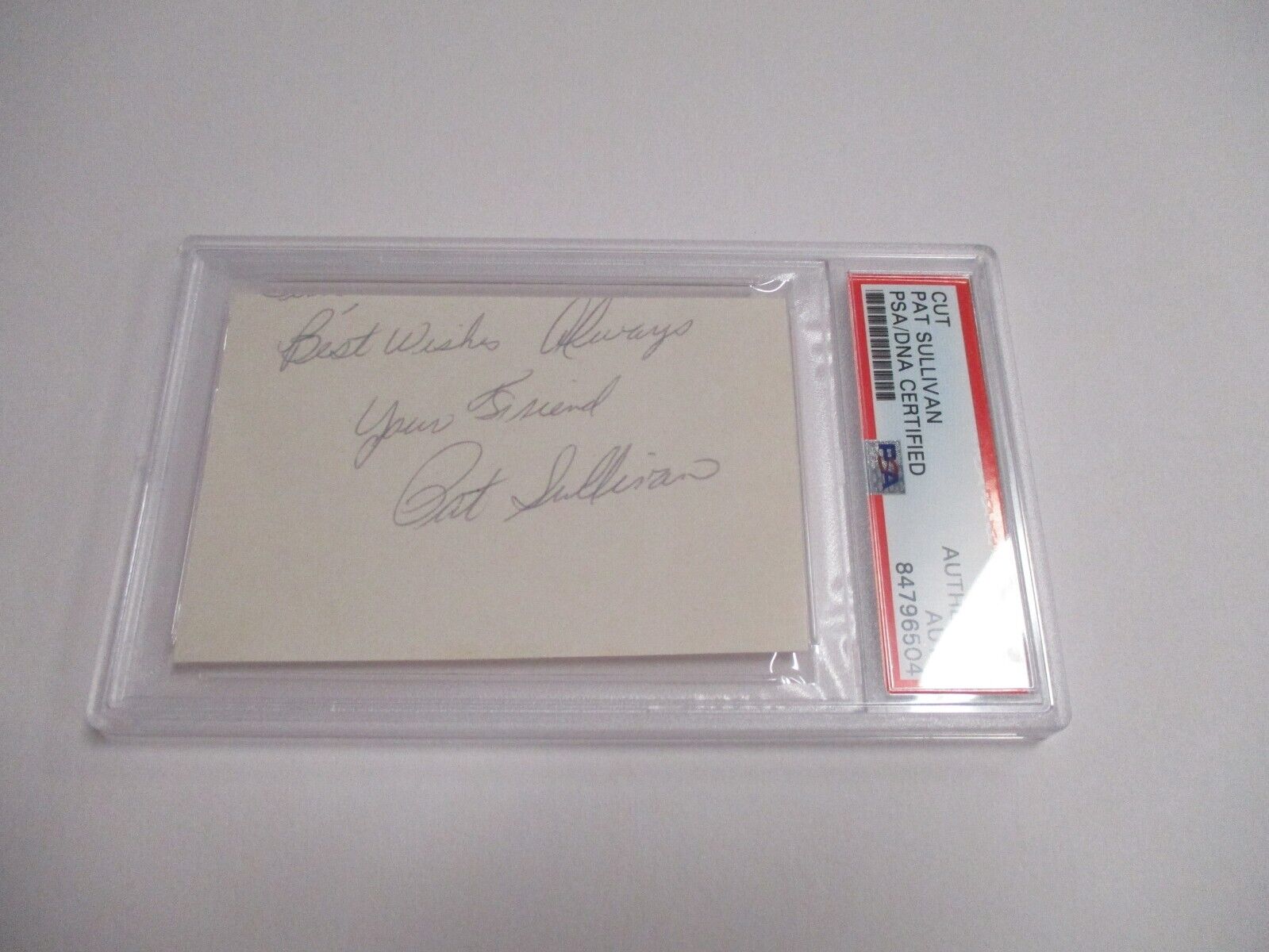 Pat Sullivan Auburn Tigers Autographed Index Card Cut PSA slab 1971 Heisman