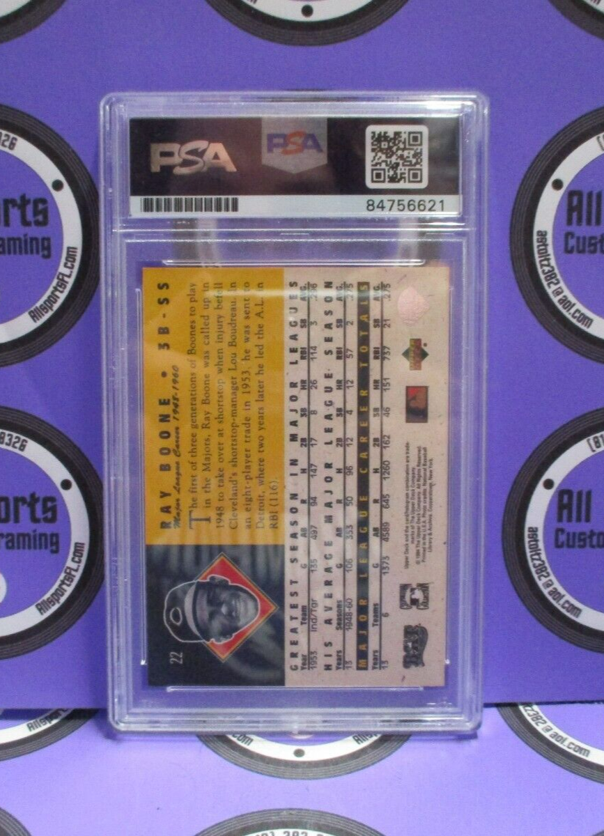 Ray Boone Indians Autographed 1994 Upper Deck Legends Baseball Card #22 PSA Slab