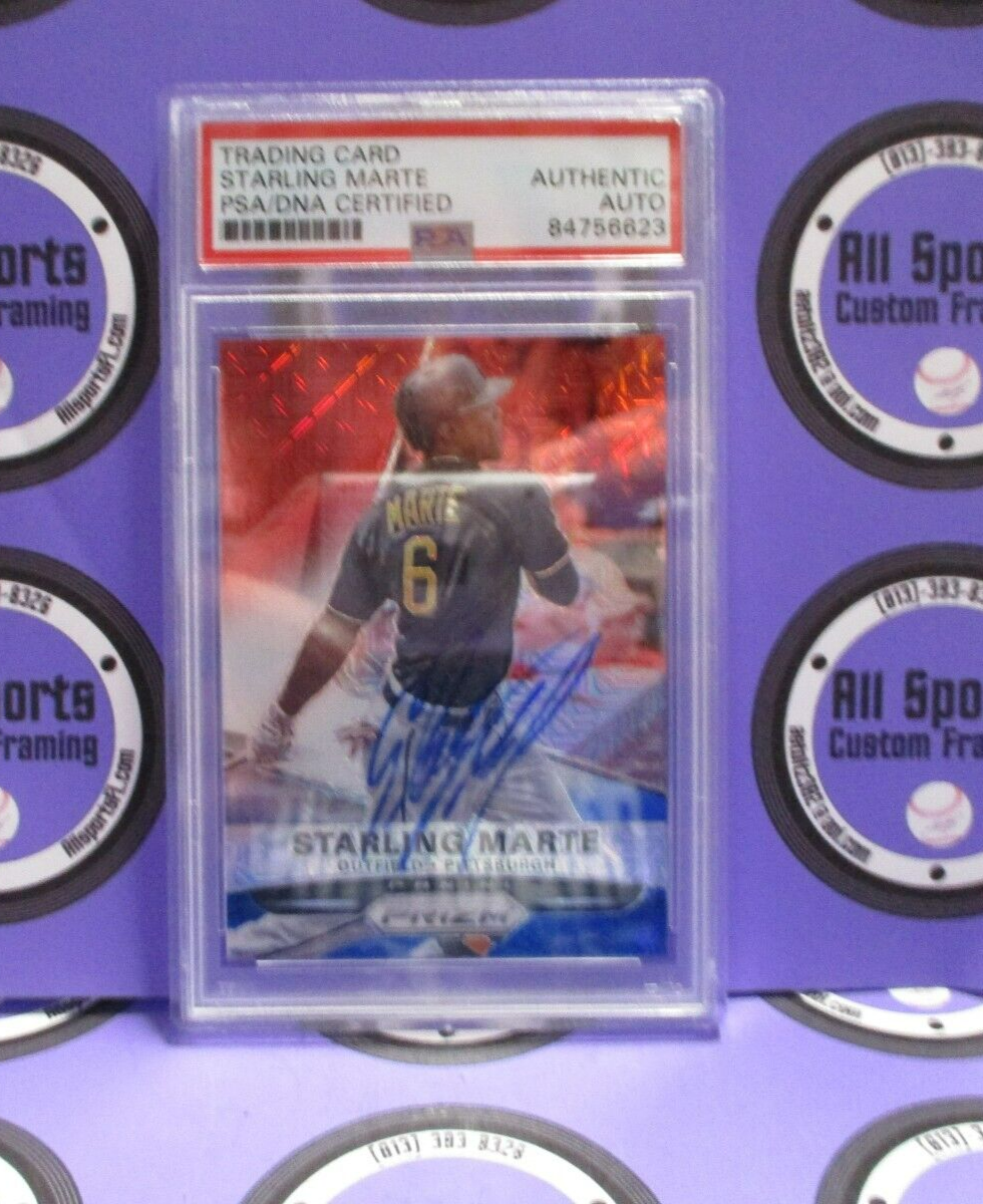 Starling Marte Autographed Signed 2015 Panini RWB Baseball Card #140 PSA Slab