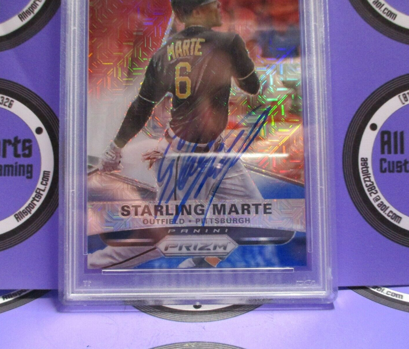 Starling Marte Autographed Signed 2015 Panini RWB Baseball Card #140 PSA Slab