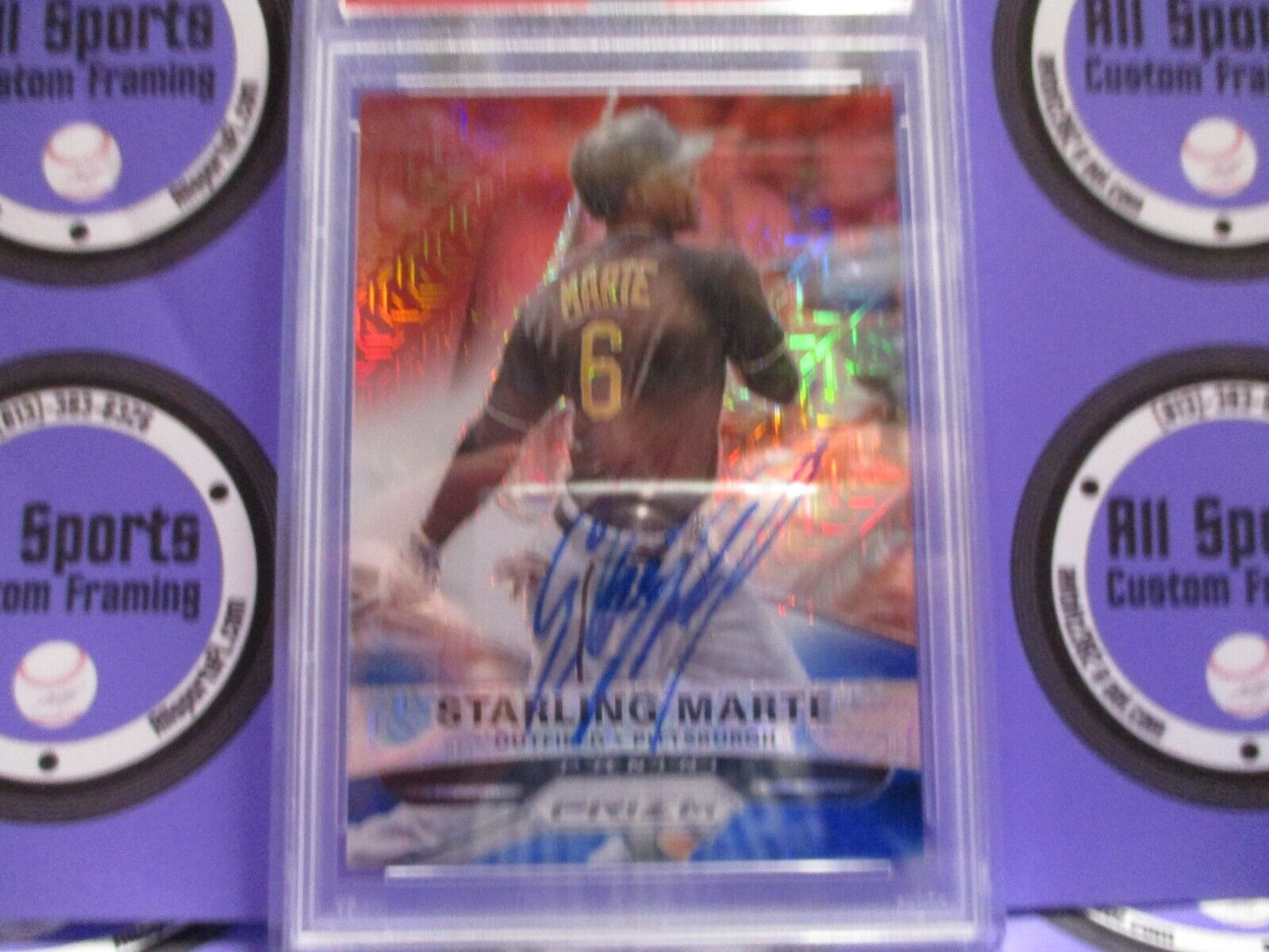 Starling Marte Autographed Signed 2015 Panini RWB Baseball Card #140 PSA Slab