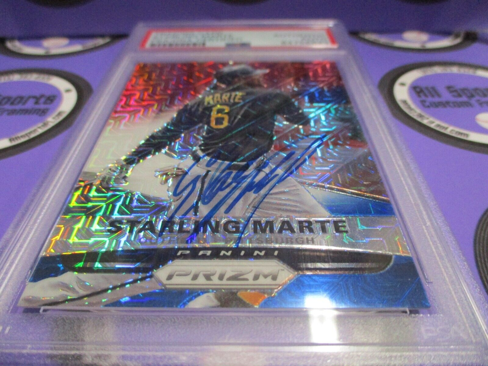 Starling Marte Autographed Signed 2015 Panini RWB Baseball Card #140 PSA Slab