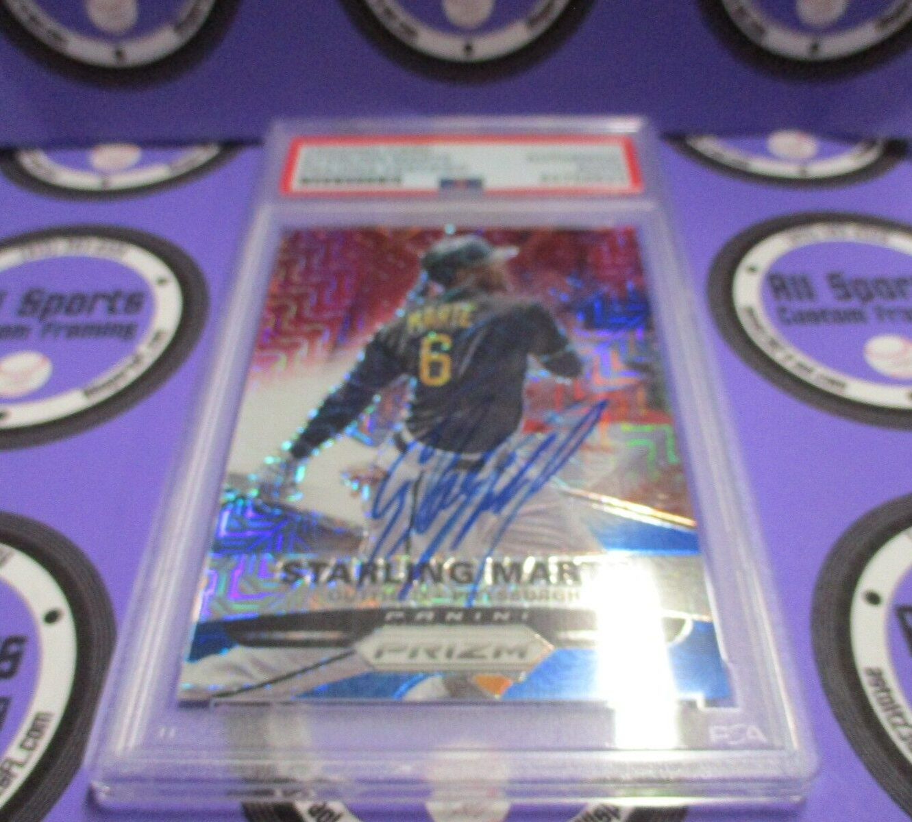 Starling Marte Autographed Signed 2015 Panini RWB Baseball Card #140 PSA Slab