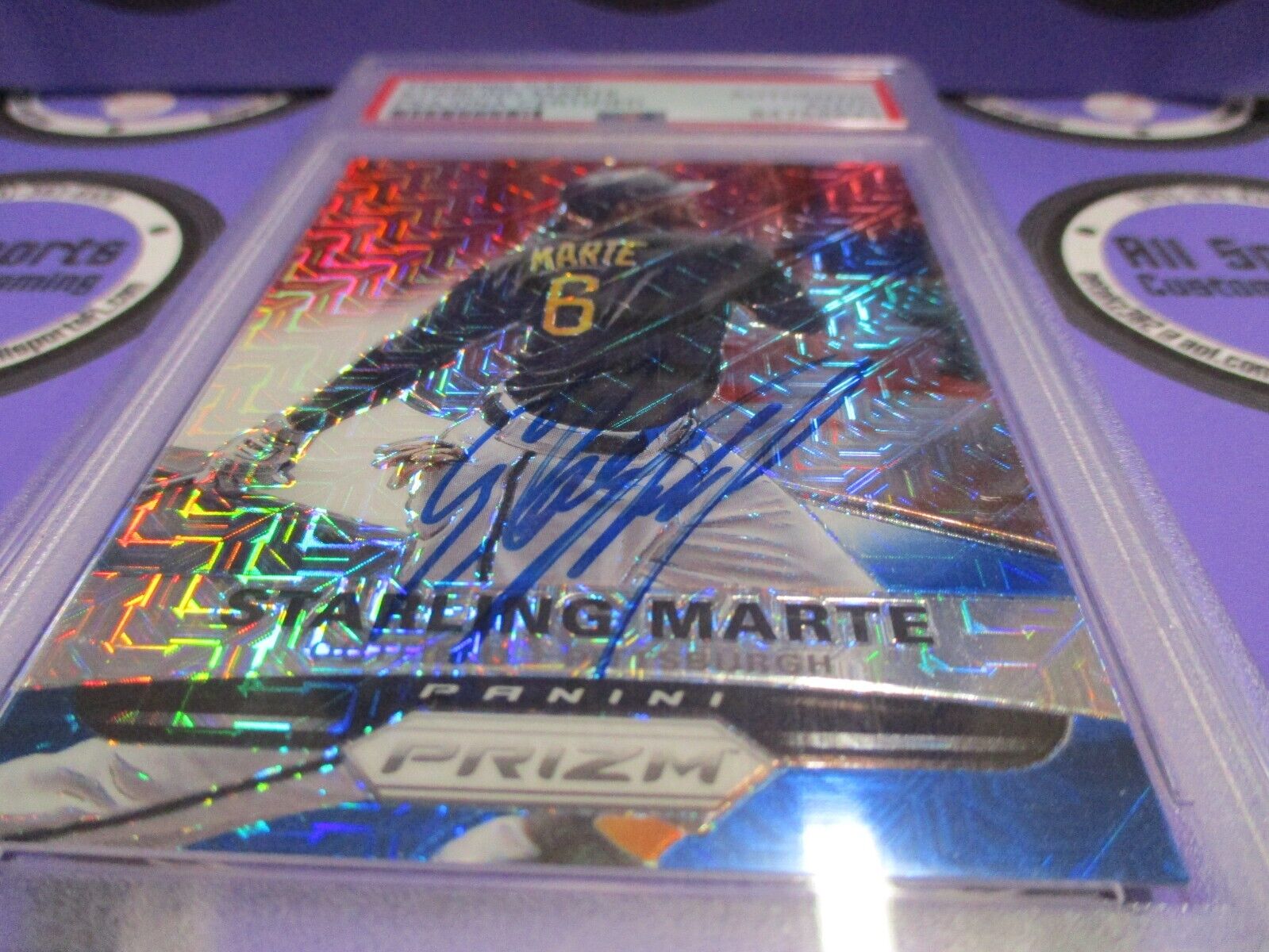 Starling Marte Autographed Signed 2015 Panini RWB Baseball Card #140 PSA Slab