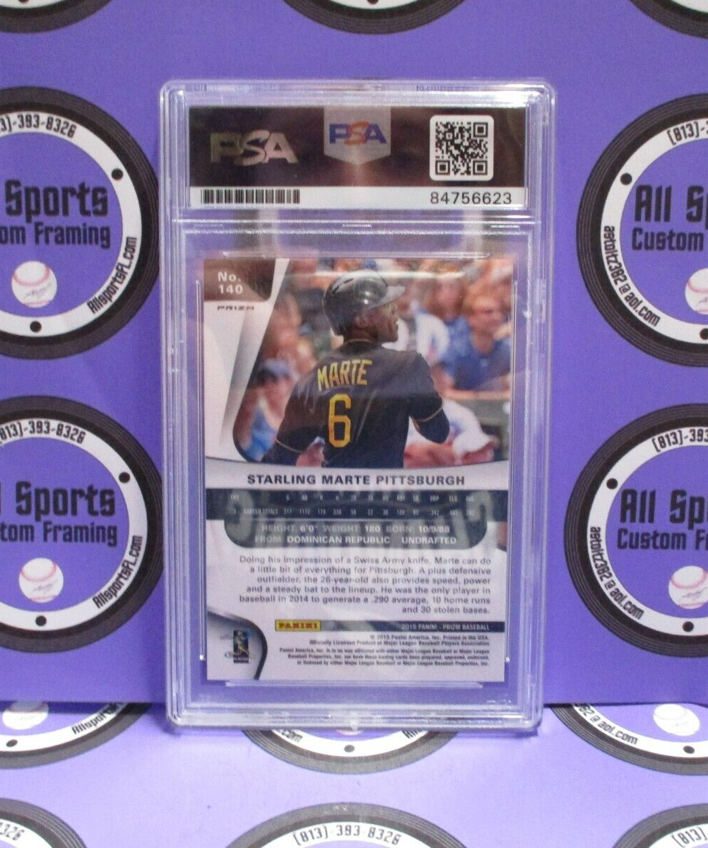 Starling Marte Autographed Signed 2015 Panini RWB Baseball Card #140 PSA Slab