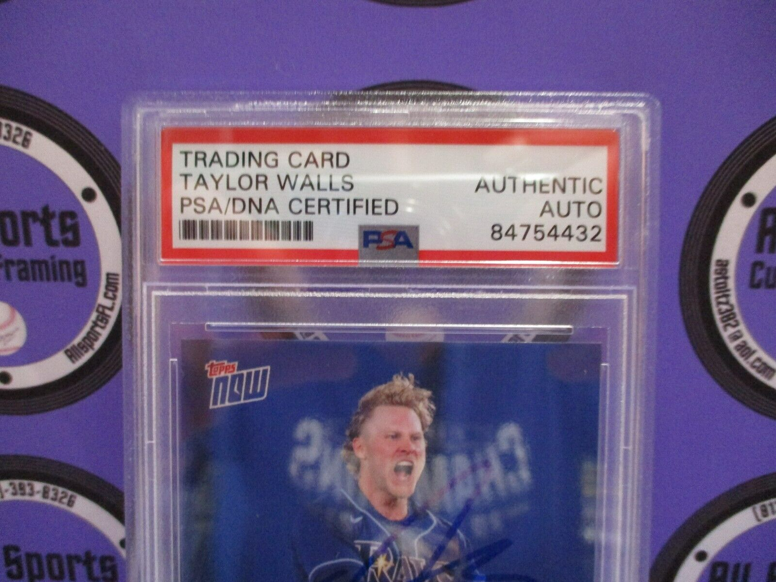 Taylor Walls Rays Autographed Signed 2021 Topps Now Baseball Card #260 PSA Slab2