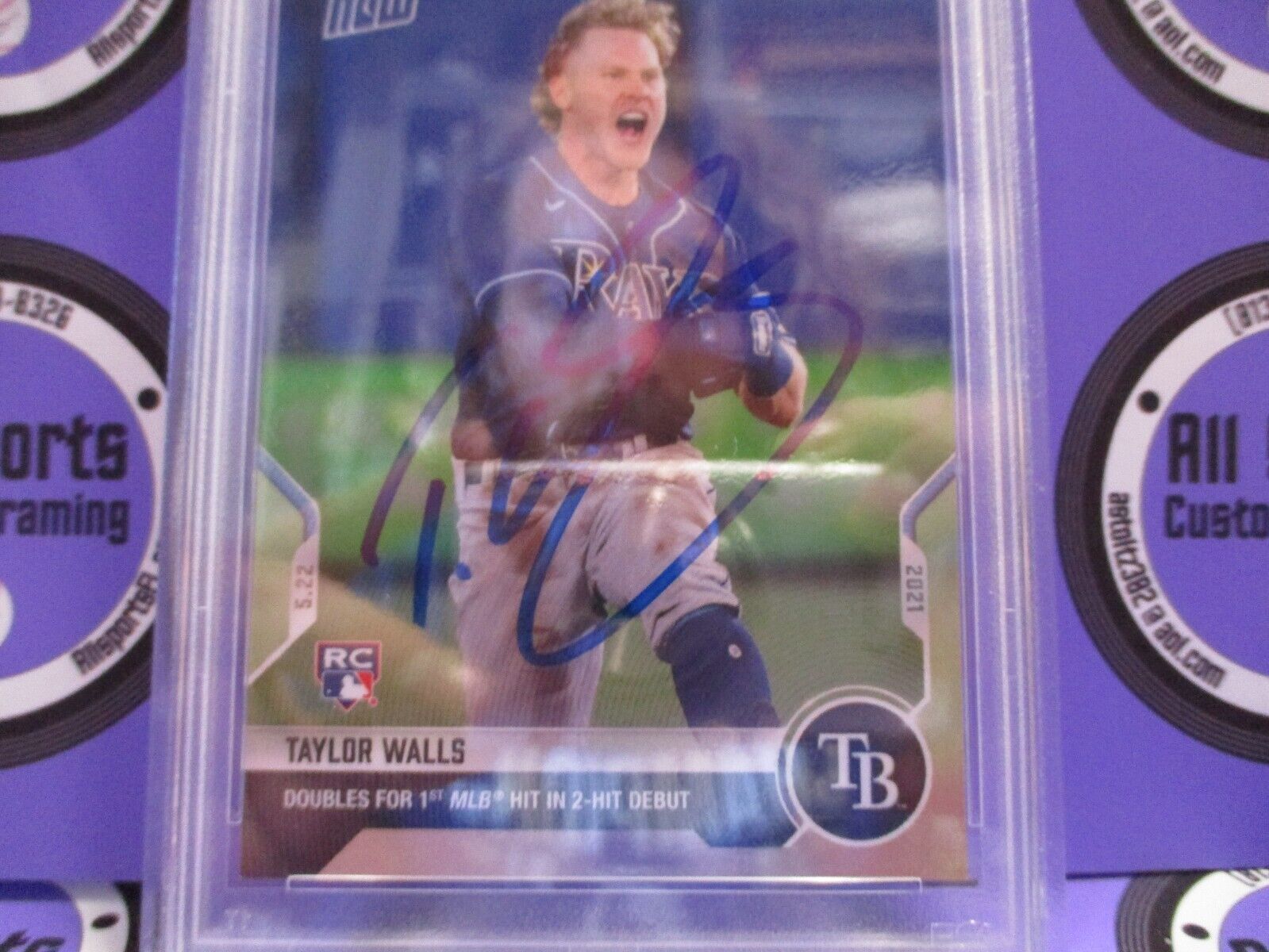 Taylor Walls Rays Autographed Signed 2021 Topps Now Baseball Card #260 PSA Slab4