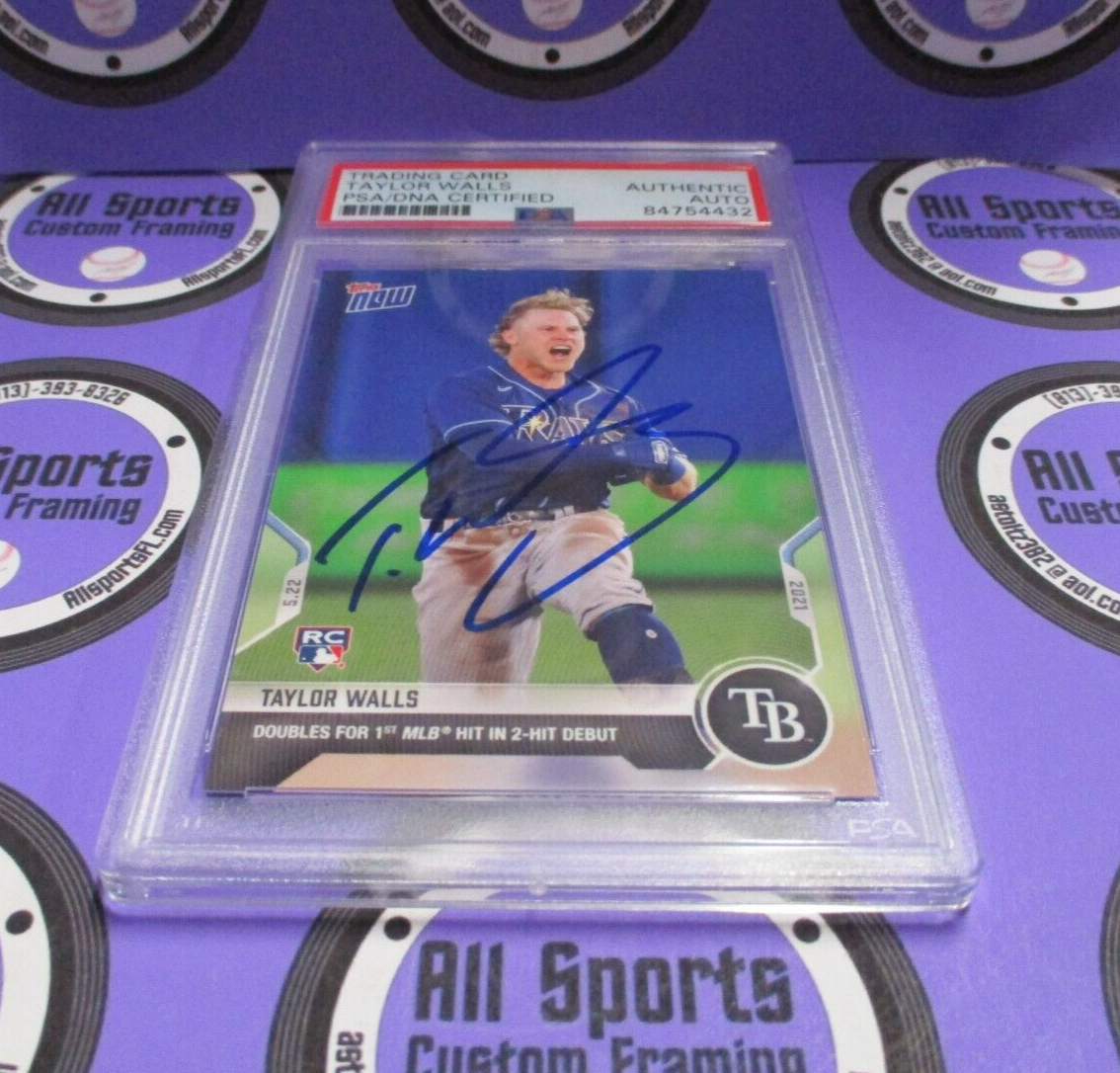 Taylor Walls Rays Autographed Signed 2021 Topps Now Baseball Card #260 PSA Slab2