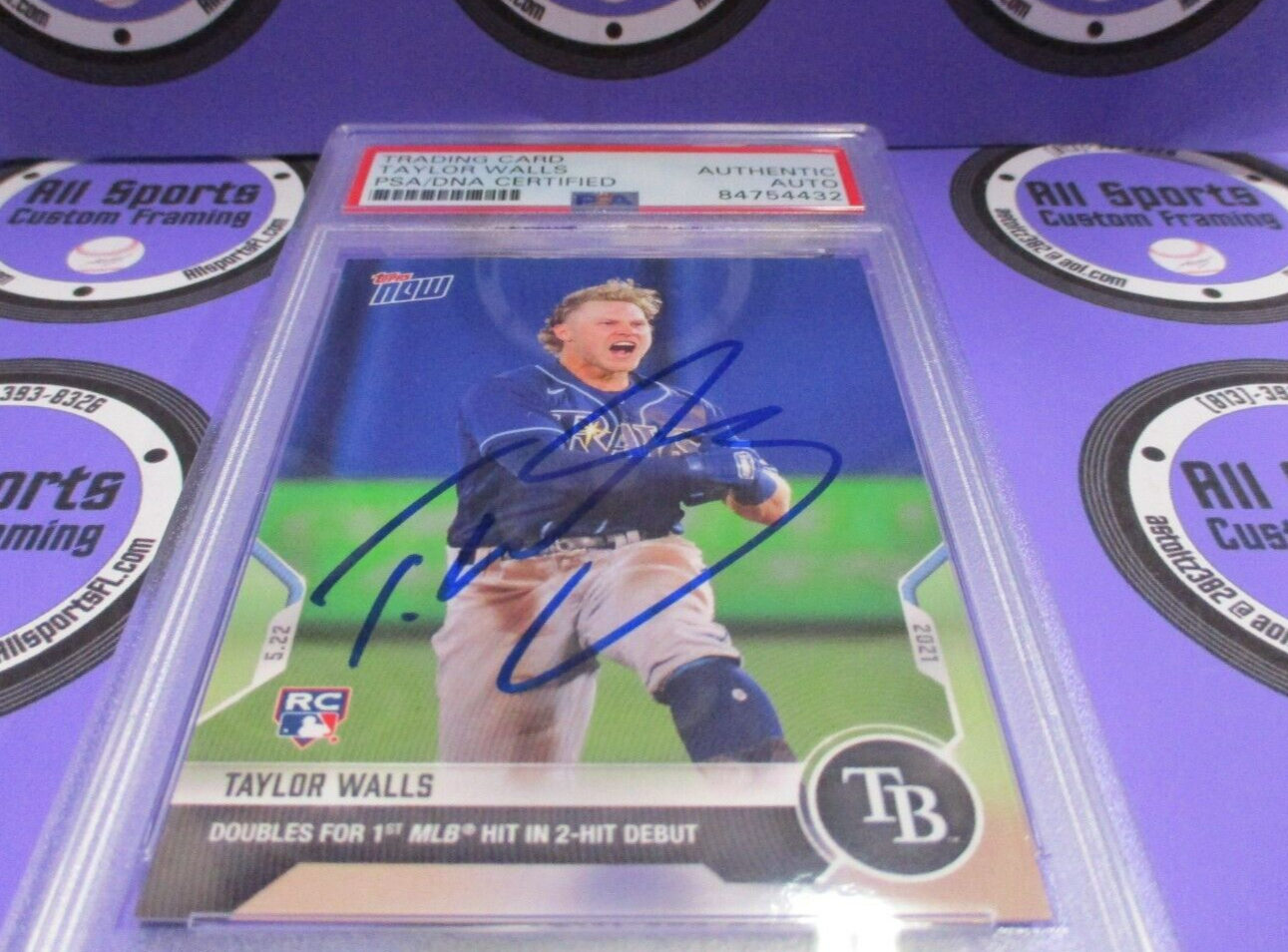 Taylor Walls Rays Autographed Signed 2021 Topps Now Baseball Card #260 PSA Slab2