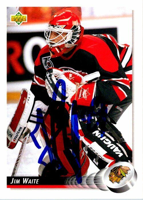 Jim Waite Chicago Blackhawks Hand Signed 1992-93 Upper Deck Hockey Card #67 NM