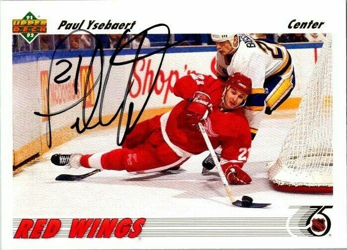 Paul Ysebaert Red Wings Hand Signed 1991-92 UD Hockey Card #278 NM