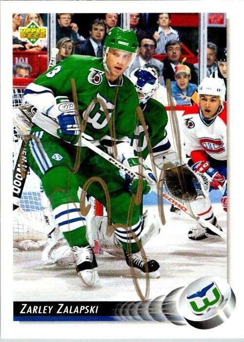 Zarley Zalapski Hartford Whalers Hand Signed 1992-93 UD Hockey Card #316 NM