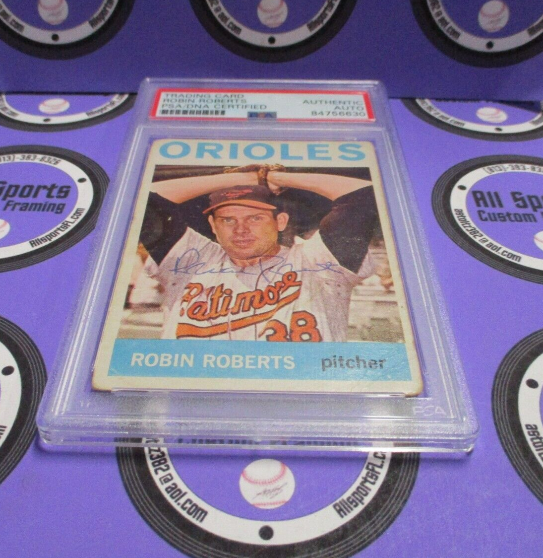 Robin Roberts Orioles Autographed Signed 1964 Topps Baseball Card #285 PSA Slab