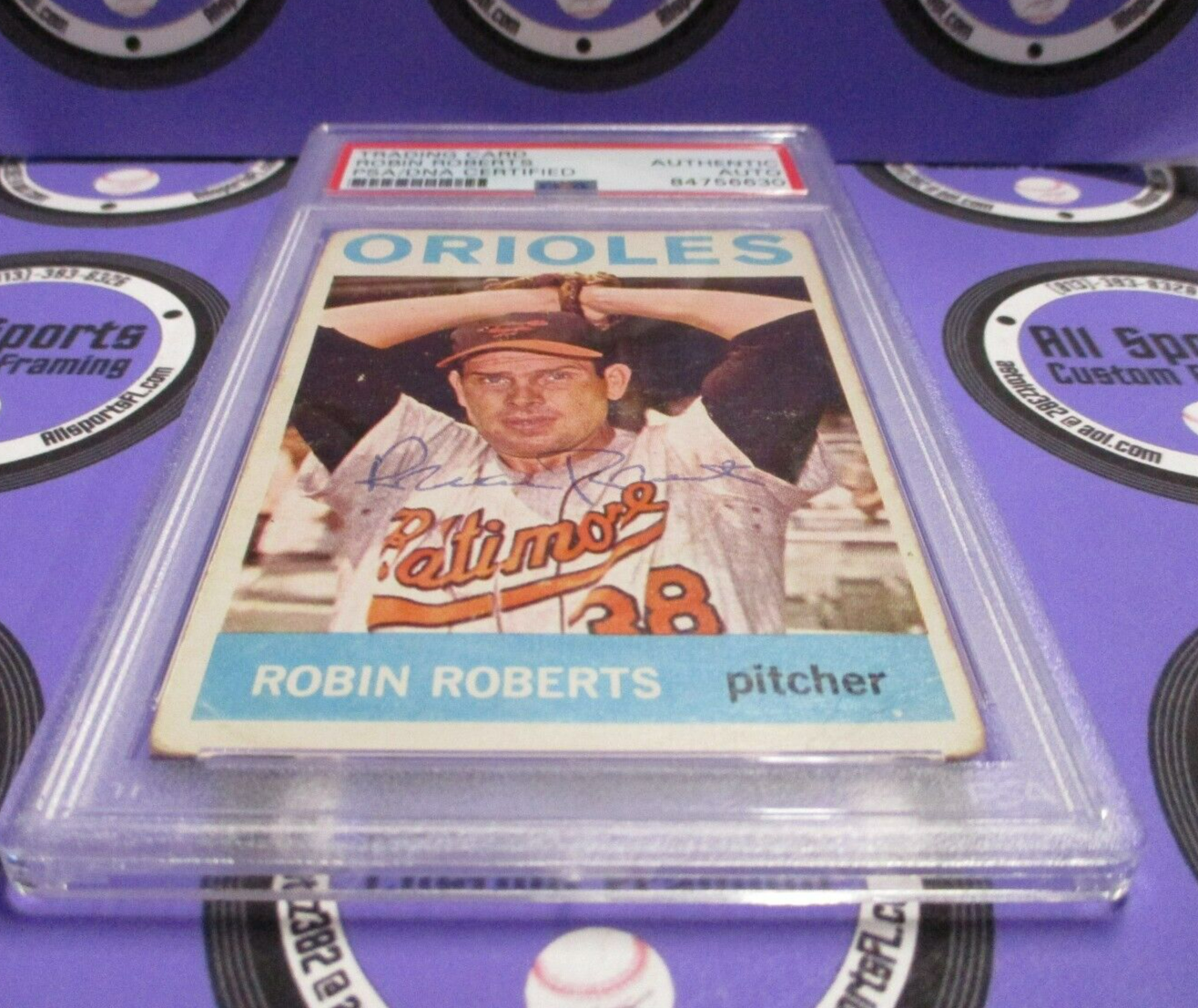 Robin Roberts Orioles Autographed Signed 1964 Topps Baseball Card #285 PSA Slab