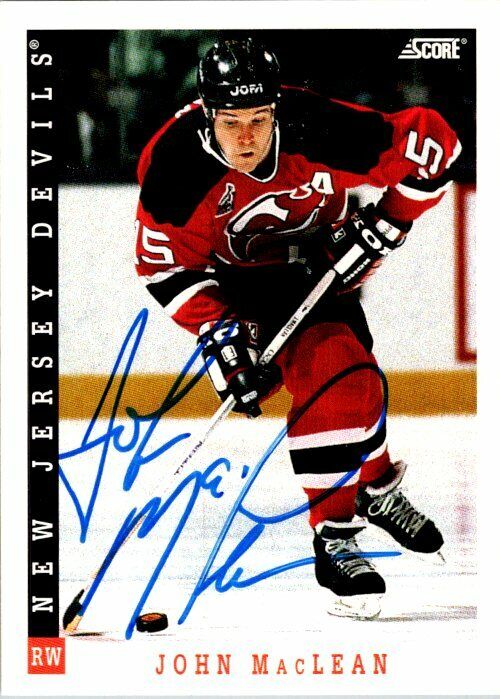 John MacLean New Jersey Devils Hand Signed 1993-94 Score Hockey Card #81 NM