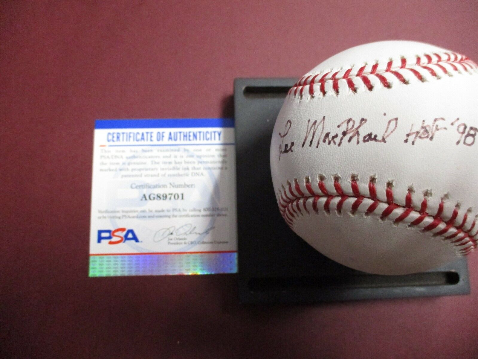 Lee MacPhail HOF 1998 Autographed Official Ball Signed Baseball PSA COA