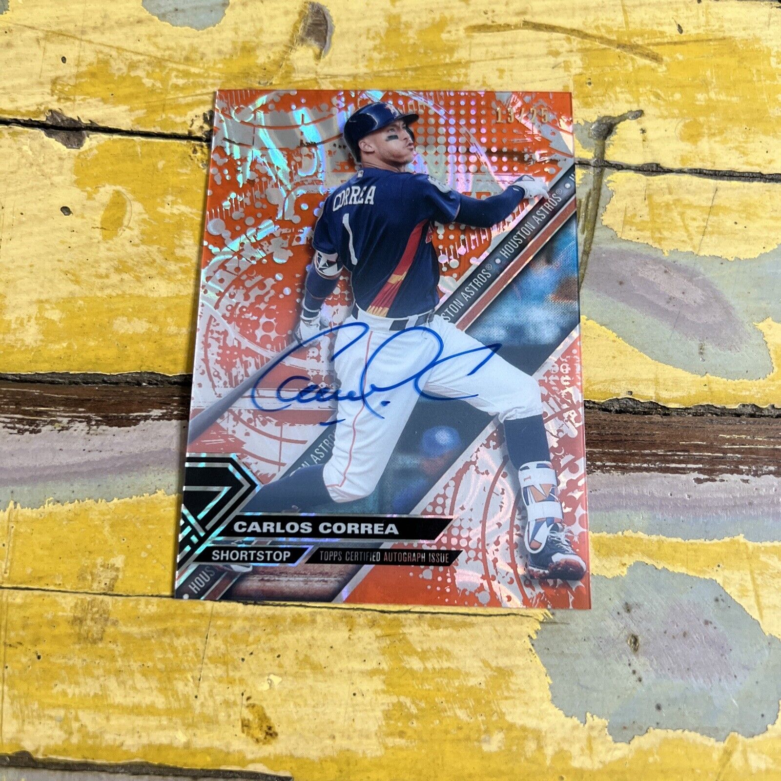 MLB Carlos Correa Houston Astros 2017 ToppTek Orange Auto #13/25 Card #HT-CC