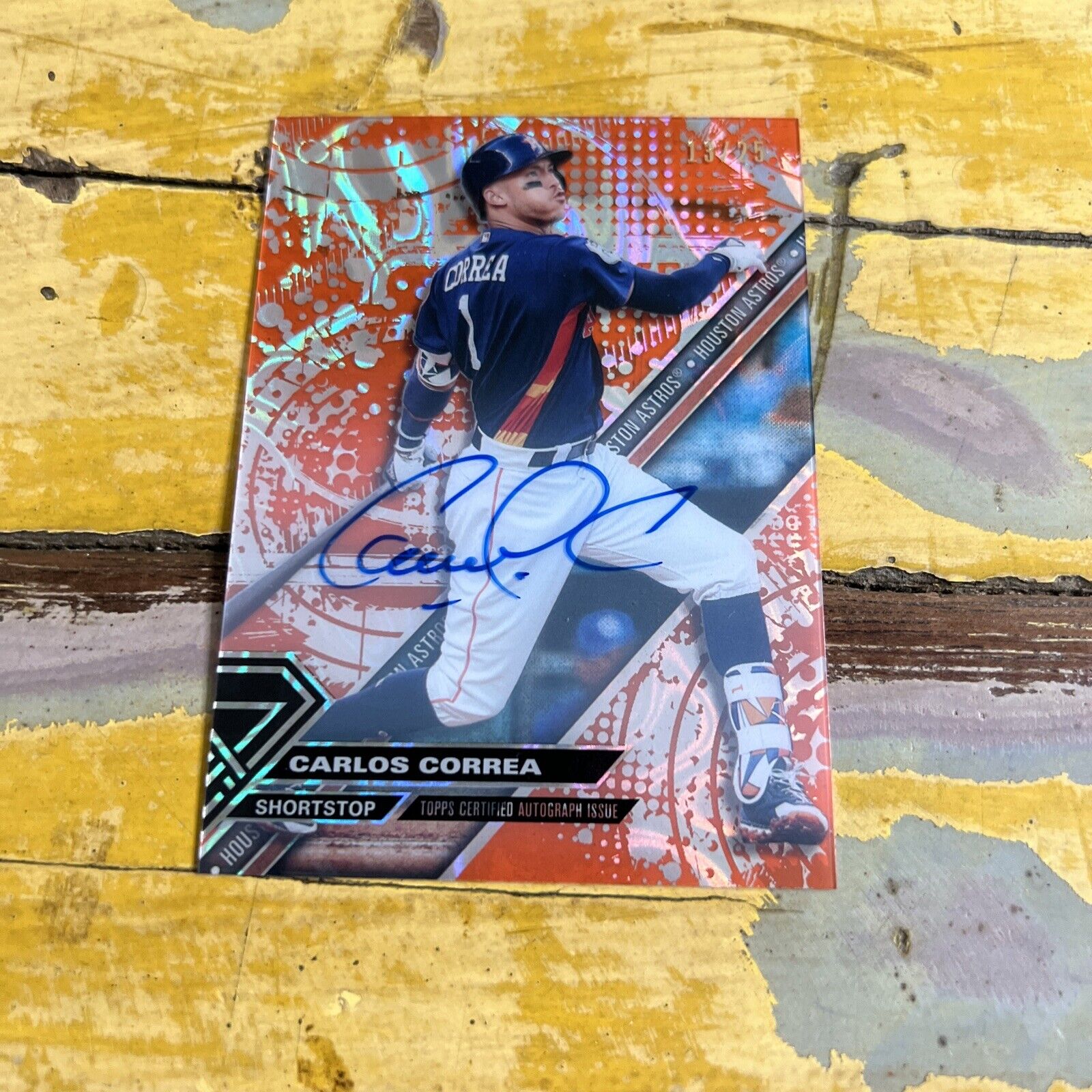 MLB Carlos Correa Houston Astros 2017 ToppTek Orange Auto #13/25 Card #HT-CC