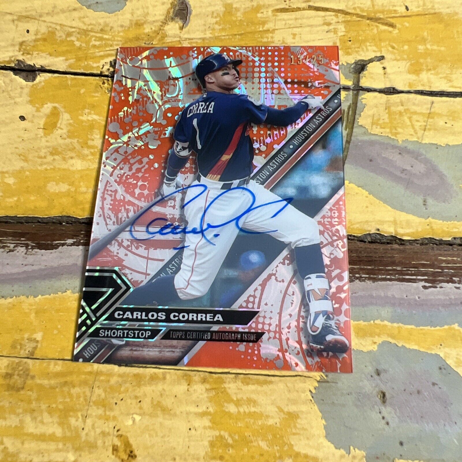 MLB Carlos Correa Houston Astros 2017 ToppTek Orange Auto #13/25 Card #HT-CC