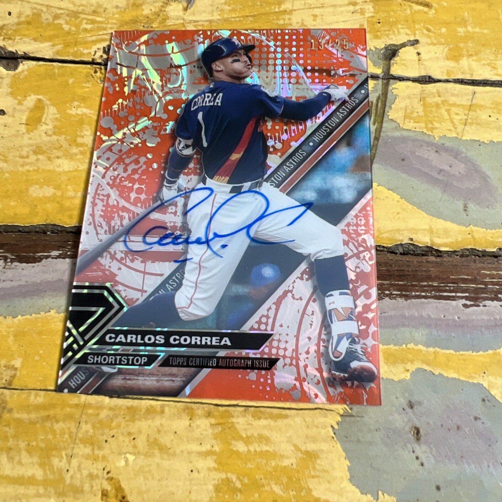 MLB Carlos Correa Houston Astros 2017 ToppTek Orange Auto #13/25 Card #HT-CC