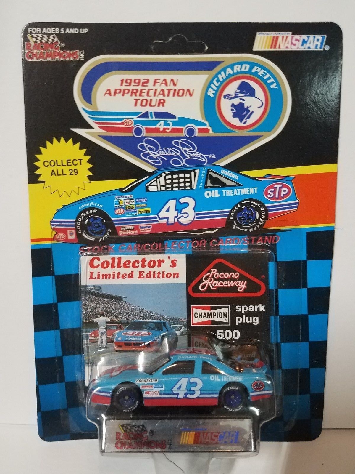 Richard Petty #43 1992 Fan Tour Die Cast CAR Spark Plug 500-Pocono Raceway NEW