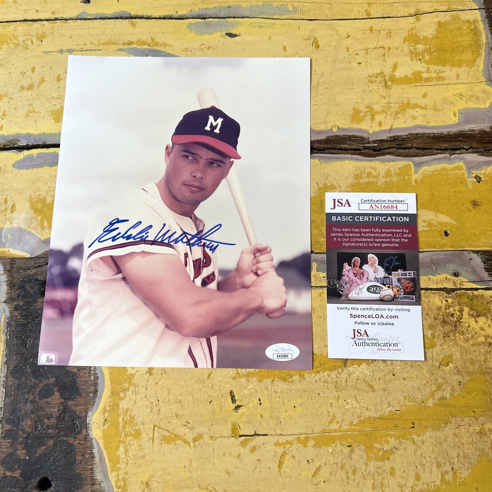 MLB Eddie Mathews Milwaukee Braves Autographed Signed 8x10 Photo JSA COA