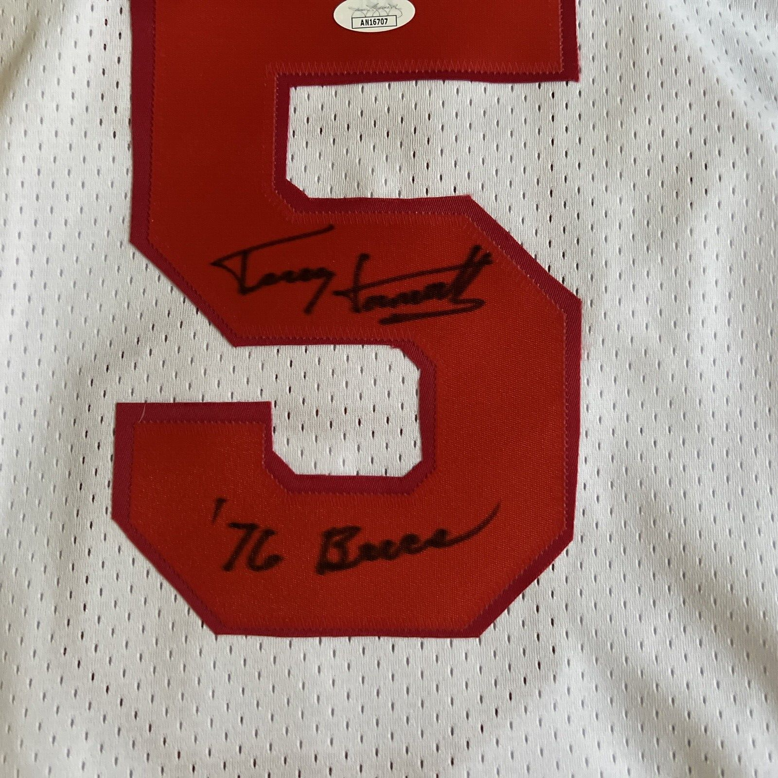 Terry Hanratty Tampa Bay Buccaneers Autographed Custom Jersey Script 76 Bucs JSA