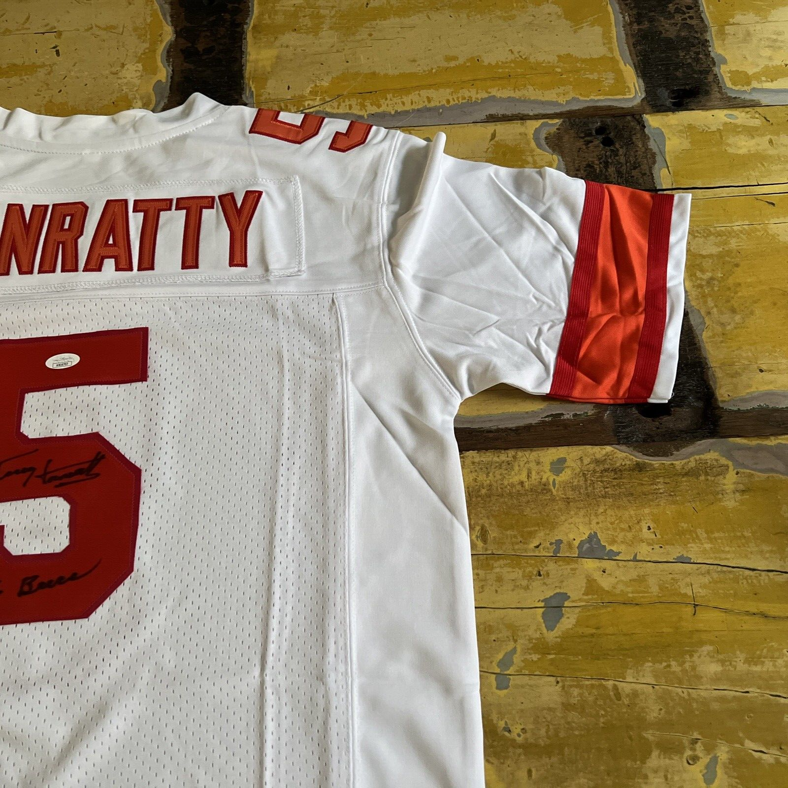 Terry Hanratty Tampa Bay Buccaneers Autographed Custom Jersey Script 76 Bucs JSA