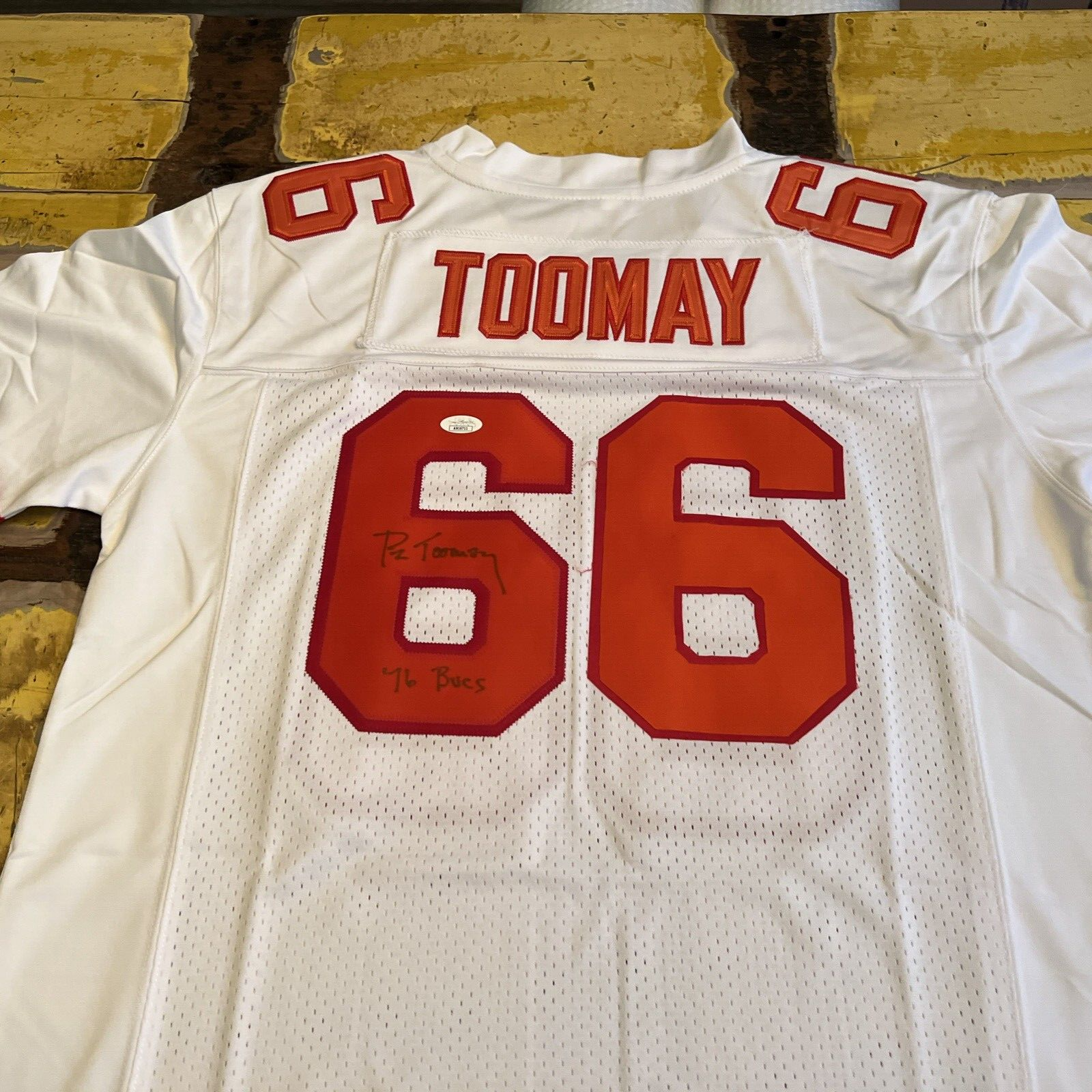 Pat Toomay Tampa Bay Buccaneers Autographed Custom  Jersey Script 76 Bucs JSA