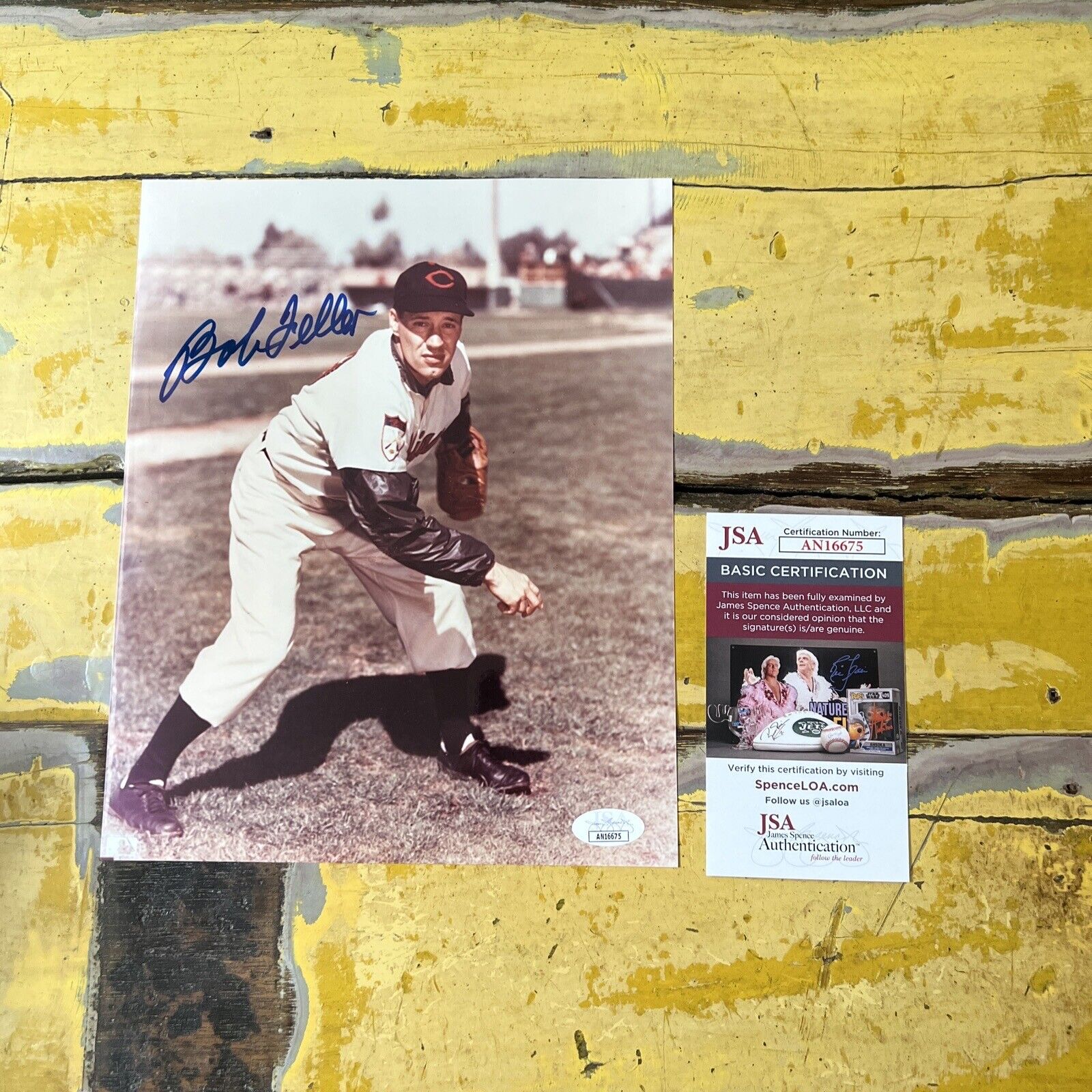 MLB Bob Feller Cleveland Indians Autographed Signed 8x10 Photo JSA COA #AN16675