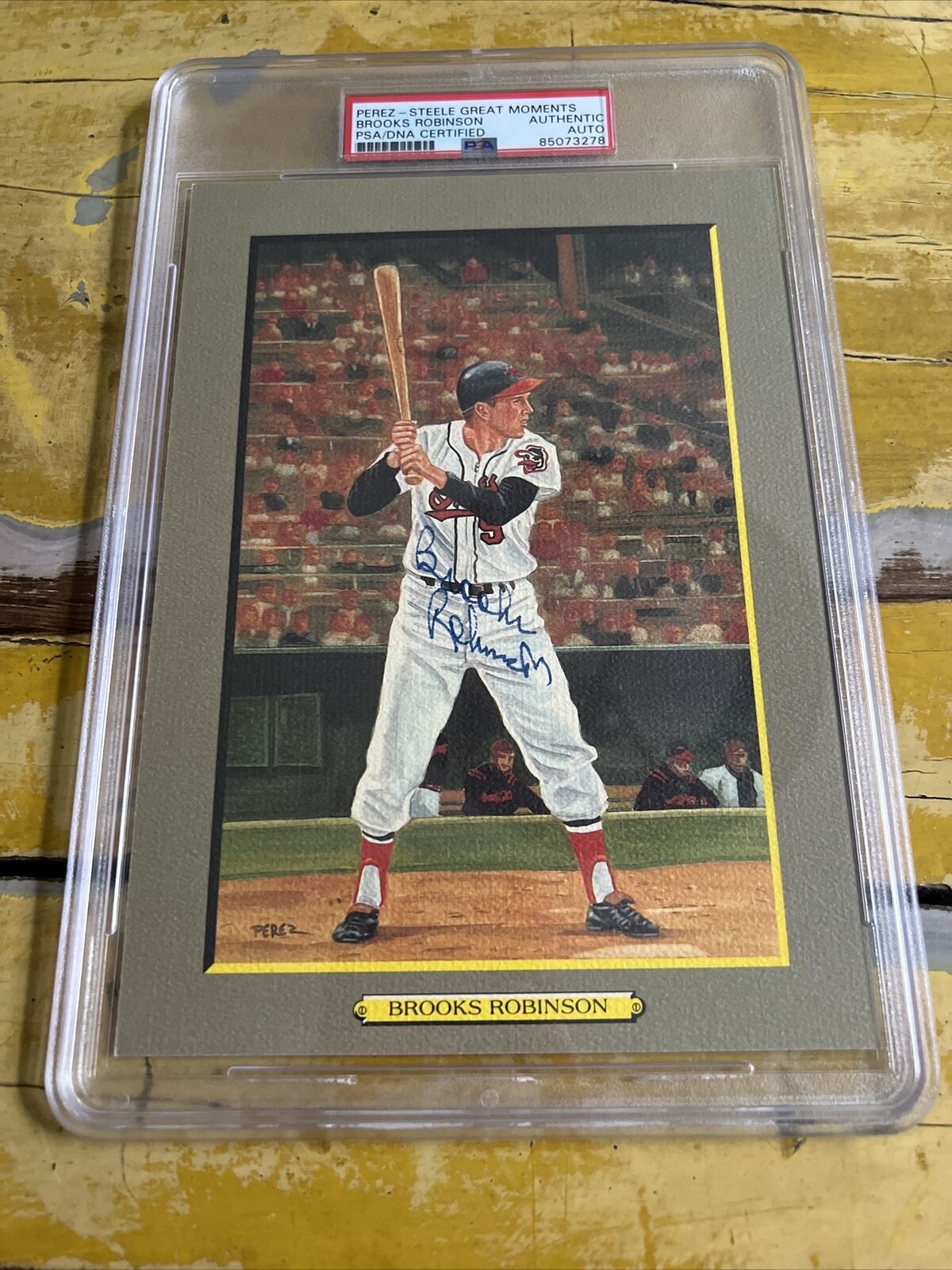 MLB Brooks Robinson Autographed Signed Perez Steele Great Moments Card PSA Slab