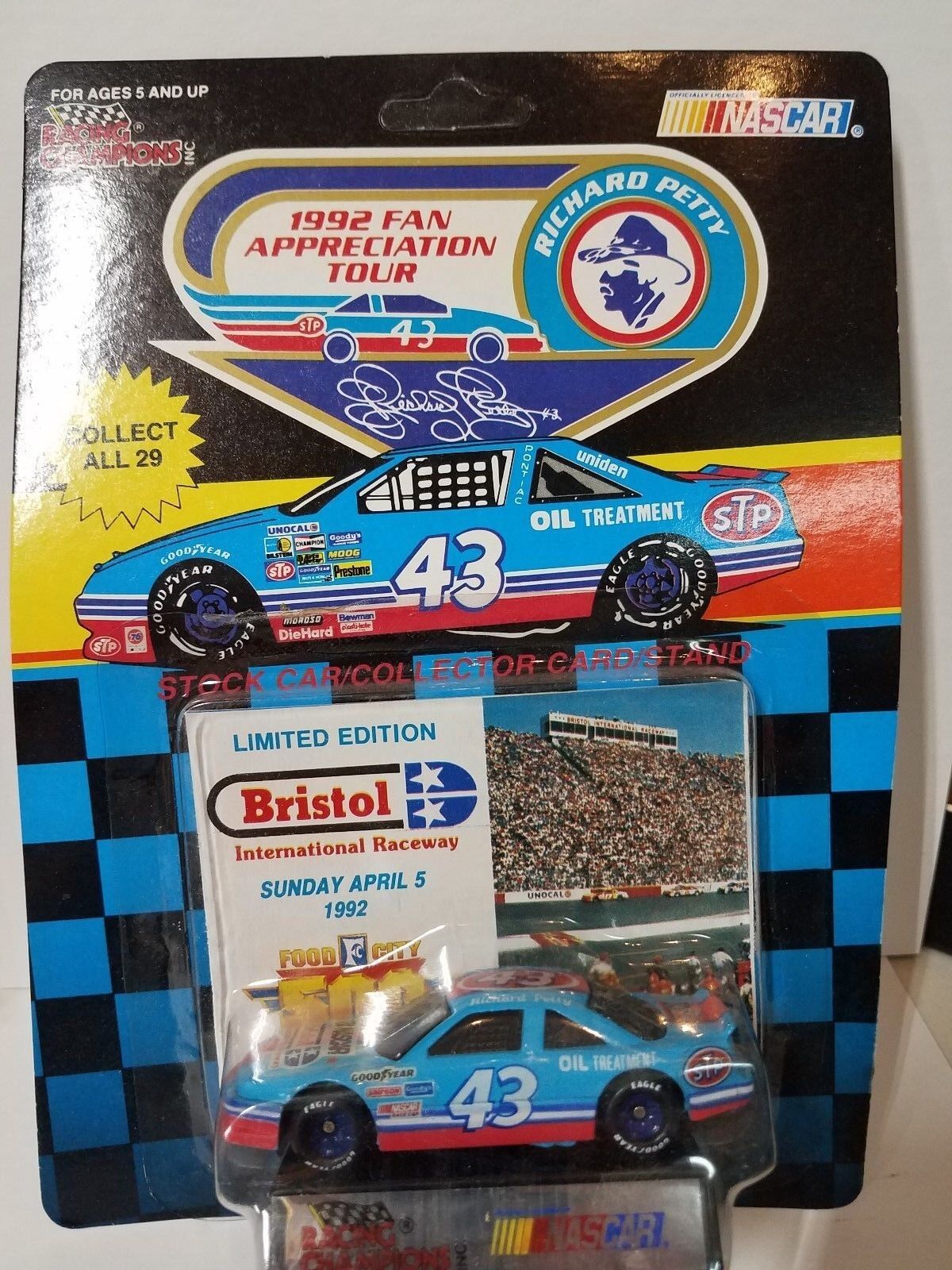 Richard Petty #43 1992 Fan Tour Die Cast CAR Bristol International Raceway NEW