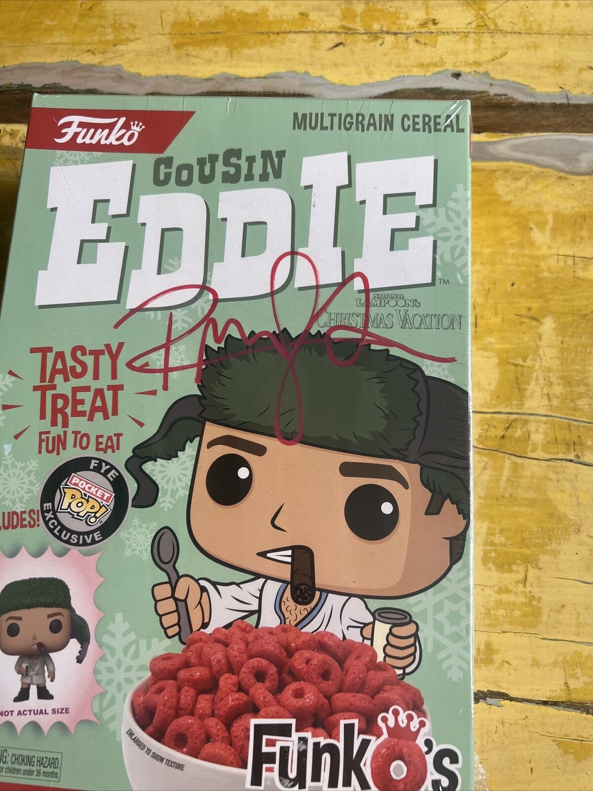 Randy Quaid "Actor" Autographed Signed Cousin Eddie Funko Cereal Box JSA COA