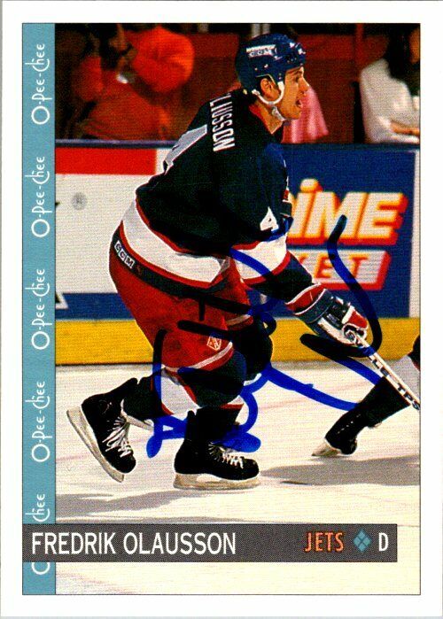 Fredrik Olausson Winnipeg Jets Hand Signed 1992-93 OPC Hockey Card #121 NM-MT