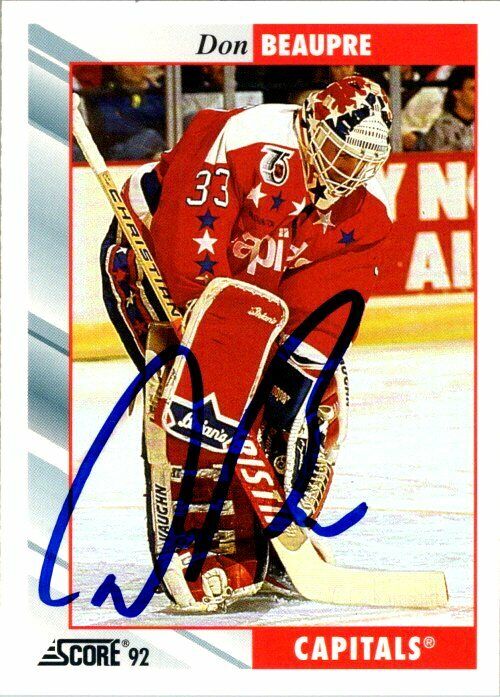 Don Beaupre Washington Capitals Hand Signed 1992-93 Score Hockey Card #320 NM-MT