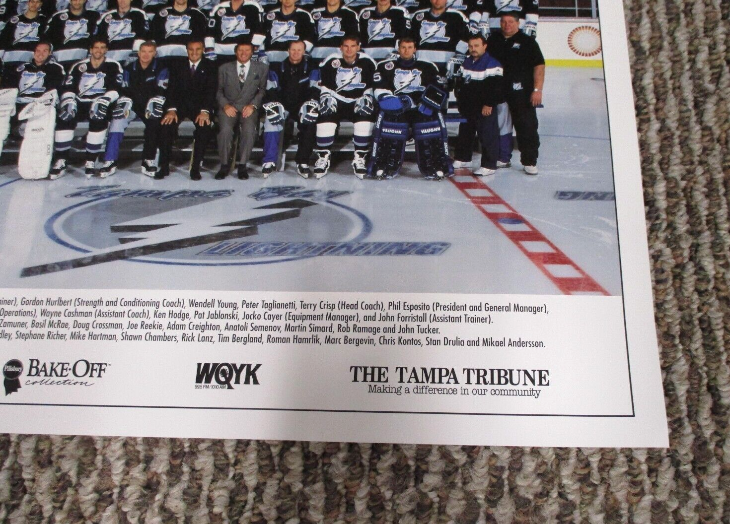 NHL Tampa Bay Lightning 1992-1993 Inaugural Year Team Photo 12x16