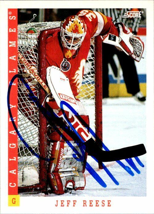 Jeff Reese Calgary Flames Hand Signed 1993-94 Score Hockey Card #394 NM-MT