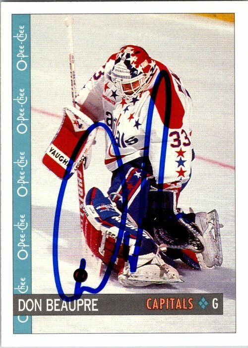 Don Beaupre Washington Capitals Hand Signed 1992-93 OPC Hockey Card #28 NM-MT